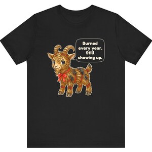 Yule Goat Shirt, Funny Scandinavian Christmas Tee, Swedish Heritage Gift, Folklore Lover Gift, Straw Goat Holiday Shirt, Chibi Watercolor bild 5