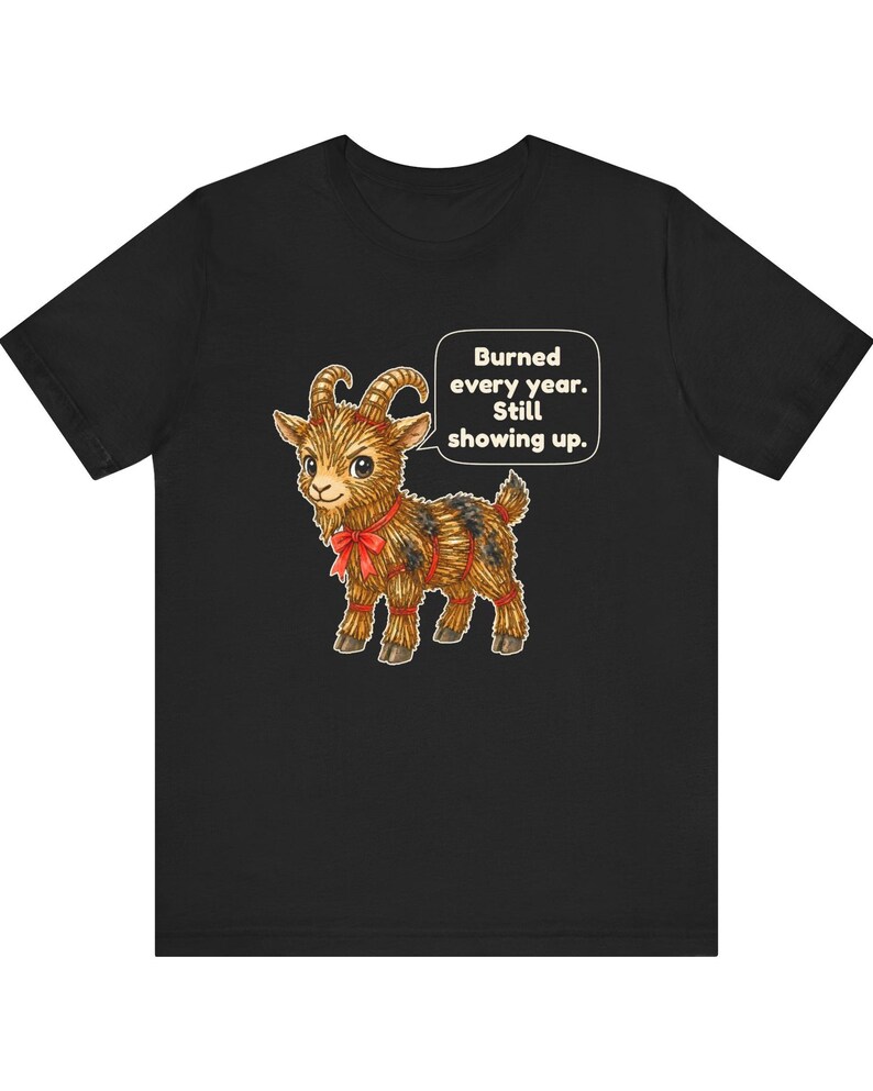 Yule Goat Shirt, Funny Scandinavian Christmas Tee, Swedish Heritage Gift, Folklore Lover Gift, Straw Goat Holiday Shirt, Chibi Watercolor bild 5