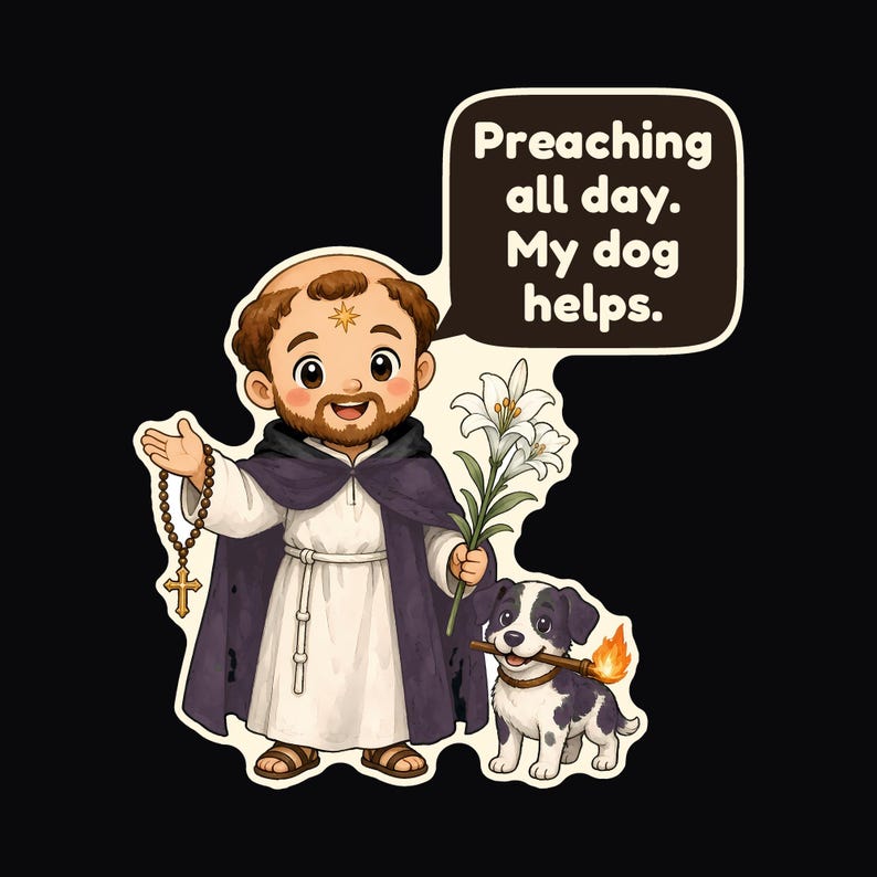 Saint Dominic de Guzman Shirt, Dog Lover Gift, Preaching All Day My Dog Helps, Catholic Tee for Pastors, Deacons and Pet Moms bild 1