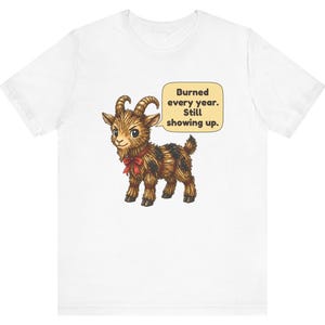 Yule Goat Shirt, Funny Scandinavian Christmas Tee, Swedish Heritage Gift, Folklore Lover Gift, Straw Goat Holiday Shirt, Chibi Watercolor bild 12