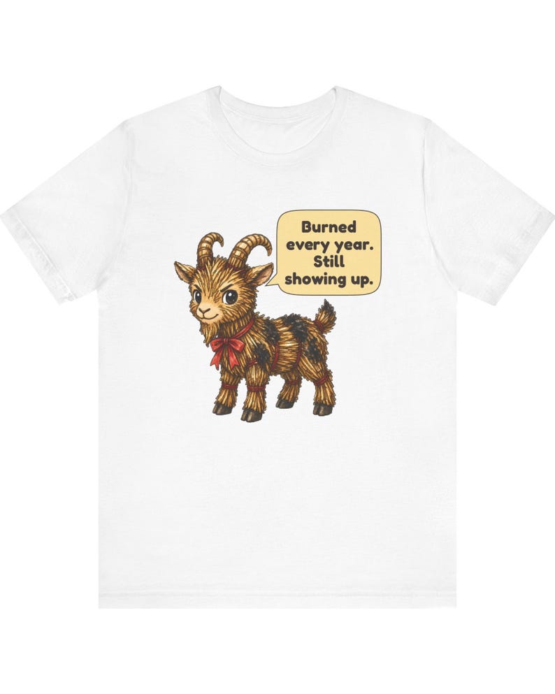 Yule Goat Shirt, Funny Scandinavian Christmas Tee, Swedish Heritage Gift, Folklore Lover Gift, Straw Goat Holiday Shirt, Chibi Watercolor bild 12