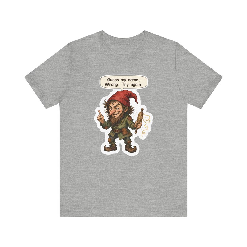 T-shirt Rumpelstiltskin, cadeau pour tricoteuses, devinez mon nom, réessayez, t-shirt humoristique pour fileuses, artistes textiles, amateurs d'énigmes et fans de Grimm image 5