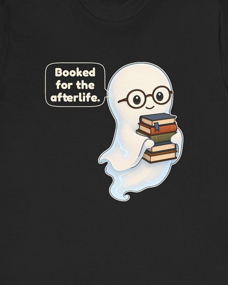 Library Ghost Shirt, Librarian Gift, Cute Bookish Tee for School Librarians, Book Clubs, Bookworms and Halloween Readers image 1