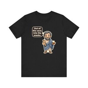 T-shirt Platon, cadeau pour étudiant en philosophie, « De la caverne aux en-cas », t-shirt pour les amoureux des en-cas, étudiants en lettres classiques et penseurs profonds image 2