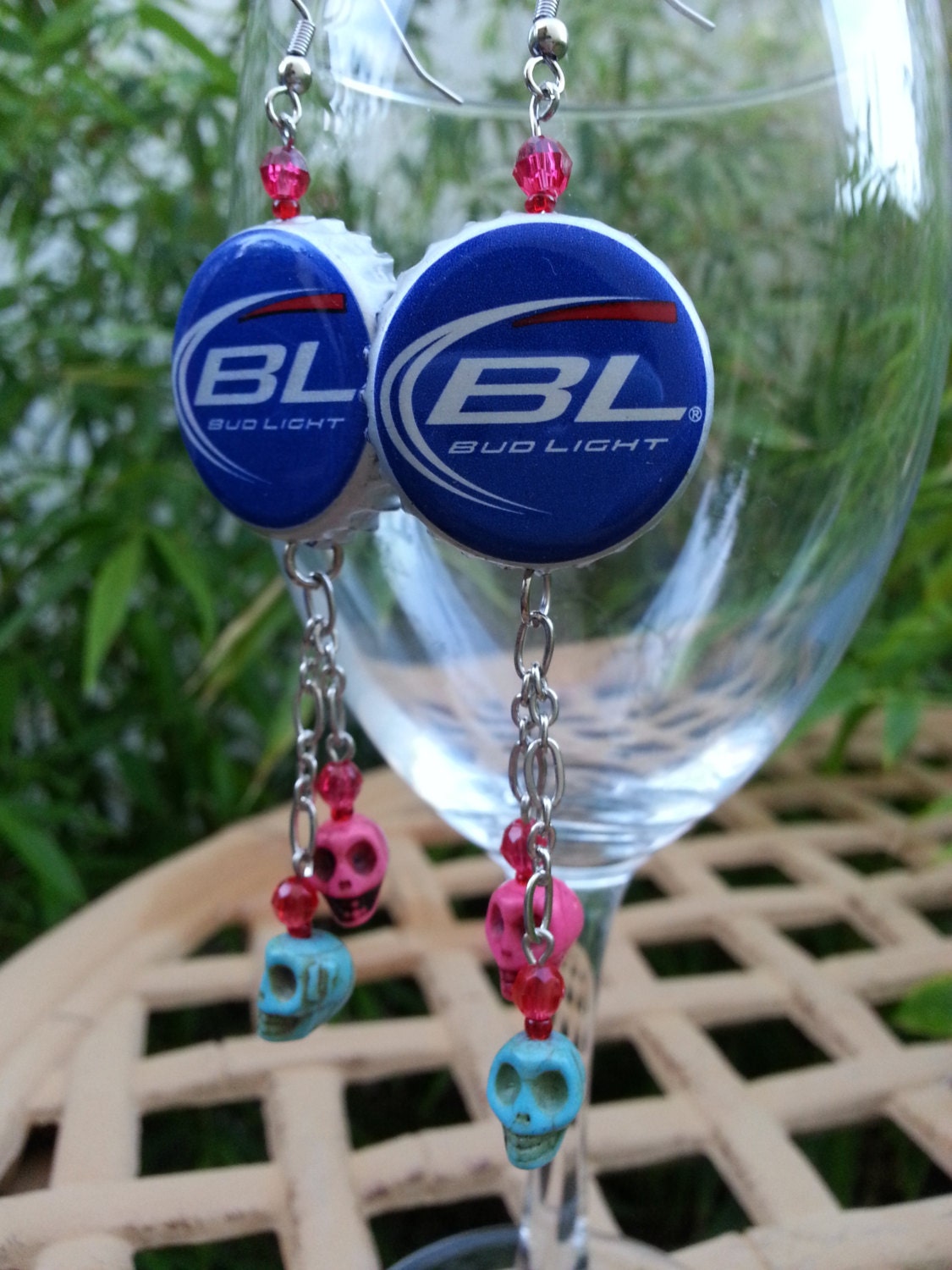 Bud Light Beer Cap Earrings Beer Cap Jewelry Bottle Cap