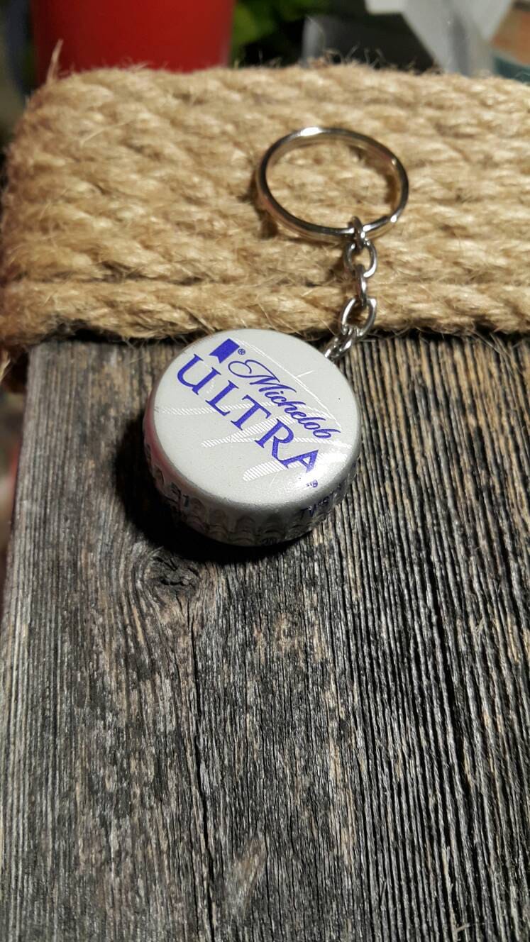 Michelob Ultra Beer Key Chain, Bottle Cap Key Chain, Beer Cap Fob ...