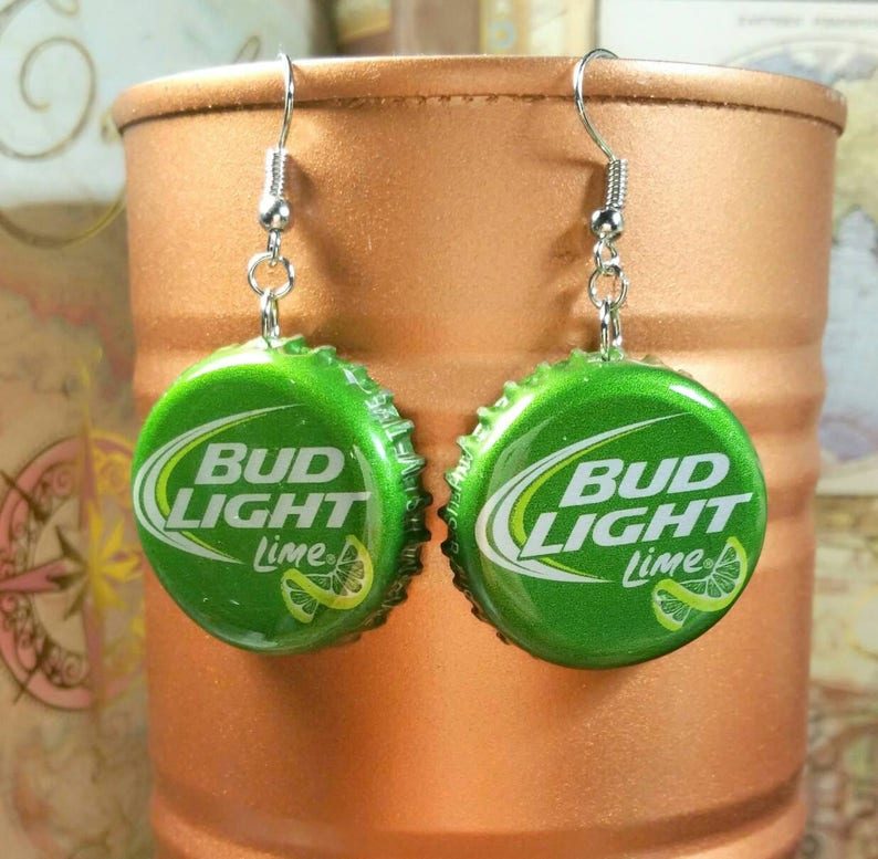 Bud light Lime Beer Cap Earring Beer Caps Bottle cap Etsy