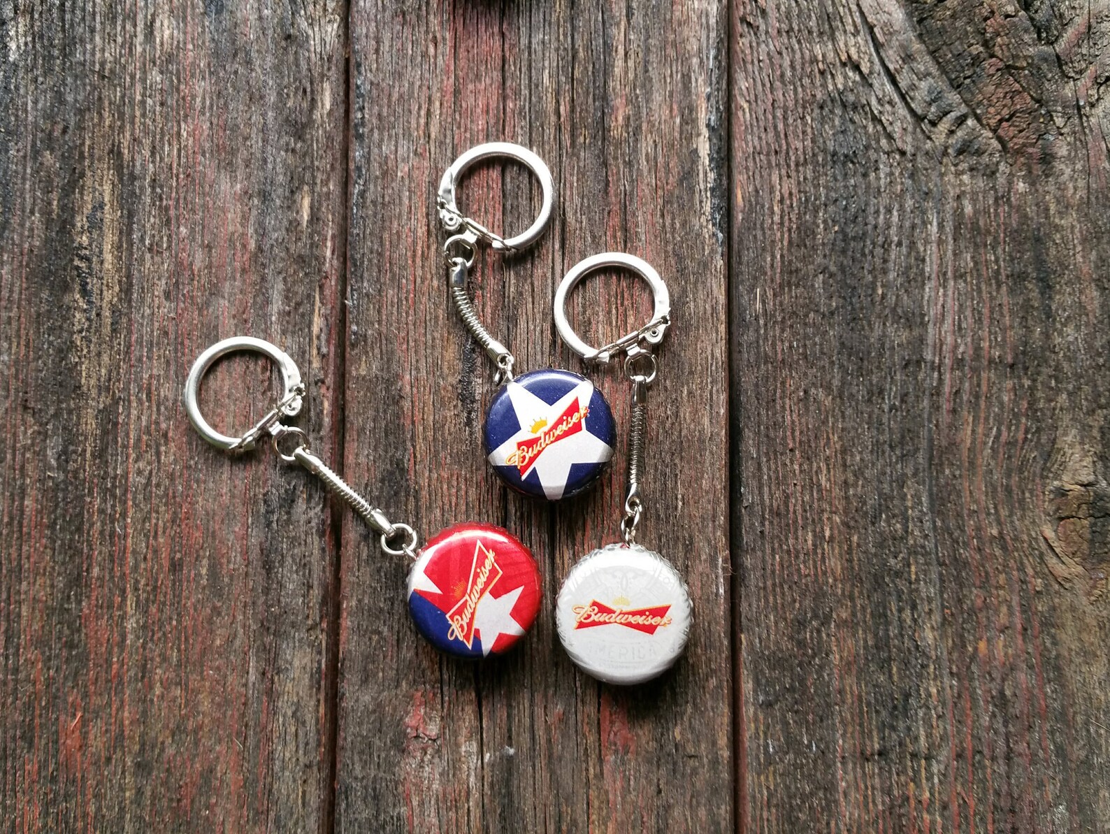 Red Beer Keychain Bottle Cap Key chain Beer key fob Beer Etsy