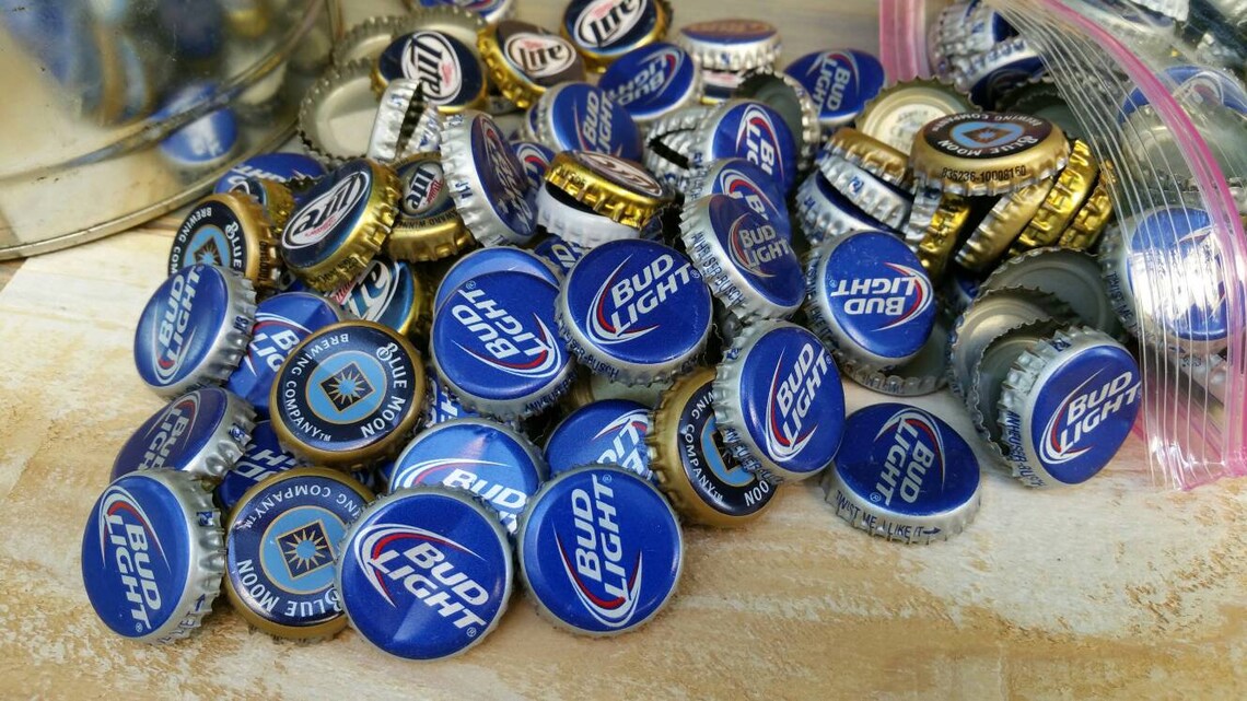 BLUE Beer Bottle Caps 1 Lb, Blue Bottle Caps, Dent and Bent, Recycled