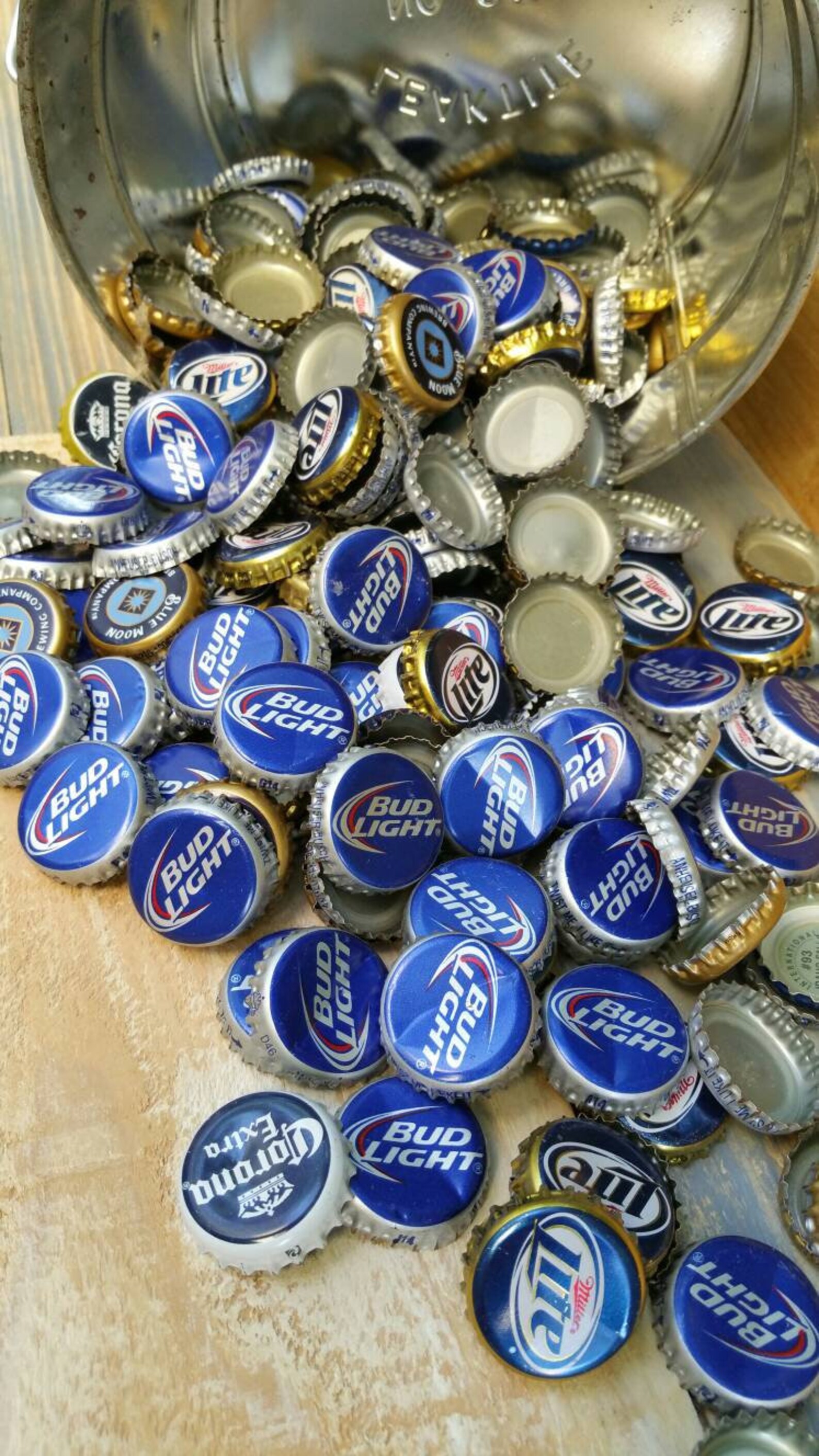 BLUE Beer Bottle Caps 1 Lb, Blue Bottle Caps, Dent and Bent, Recycled