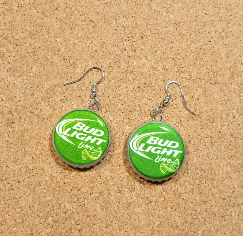 Bud light Lime Beer Cap Earring Beer Caps Bottle cap Etsy