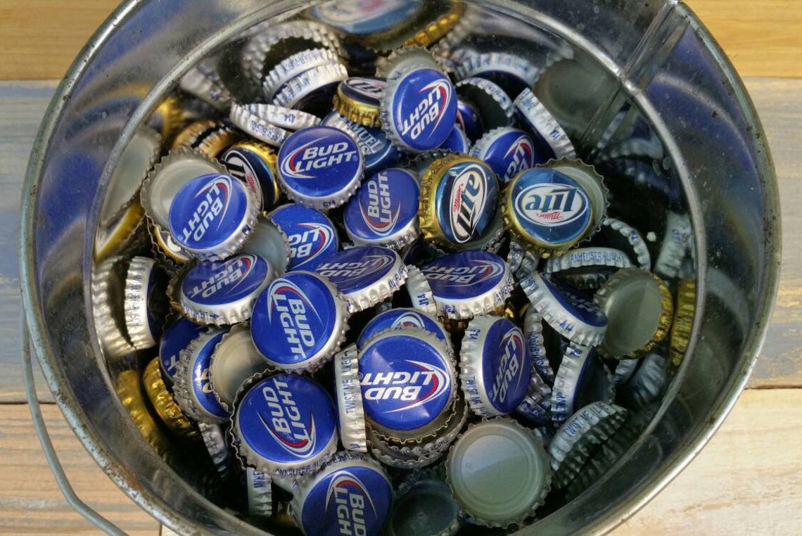 BLUE Beer Bottle Caps 1 Lb, Blue Bottle Caps, Dent and Bent, Recycled