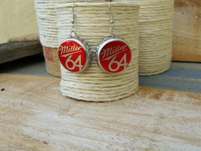 Miller 64 Beer Cap Earring Miller Lite Beer Cap Earrings Etsy