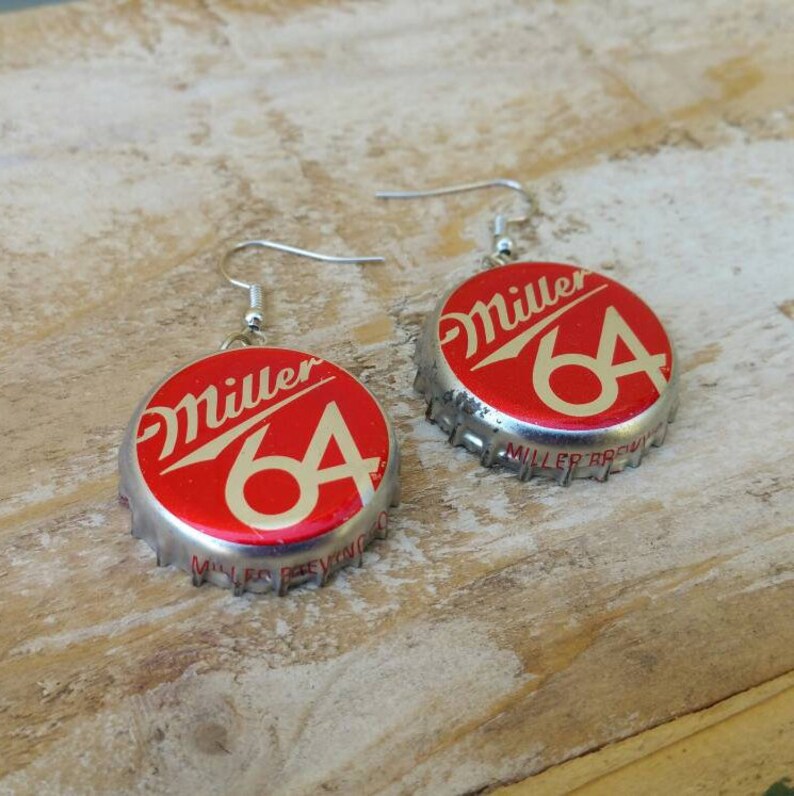 Miller 64 Beer Cap Earring Miller Lite Beer Cap Earrings Etsy
