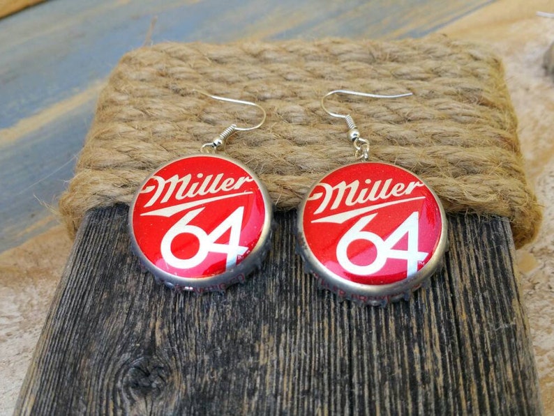 Miller 64 Beer Cap Earring Miller Lite Beer Cap Earrings Etsy