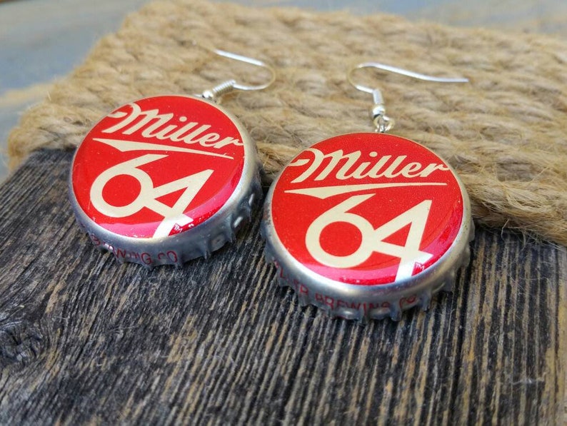 Miller 64 Beer Cap Earring Miller Lite Beer Cap Earrings Etsy