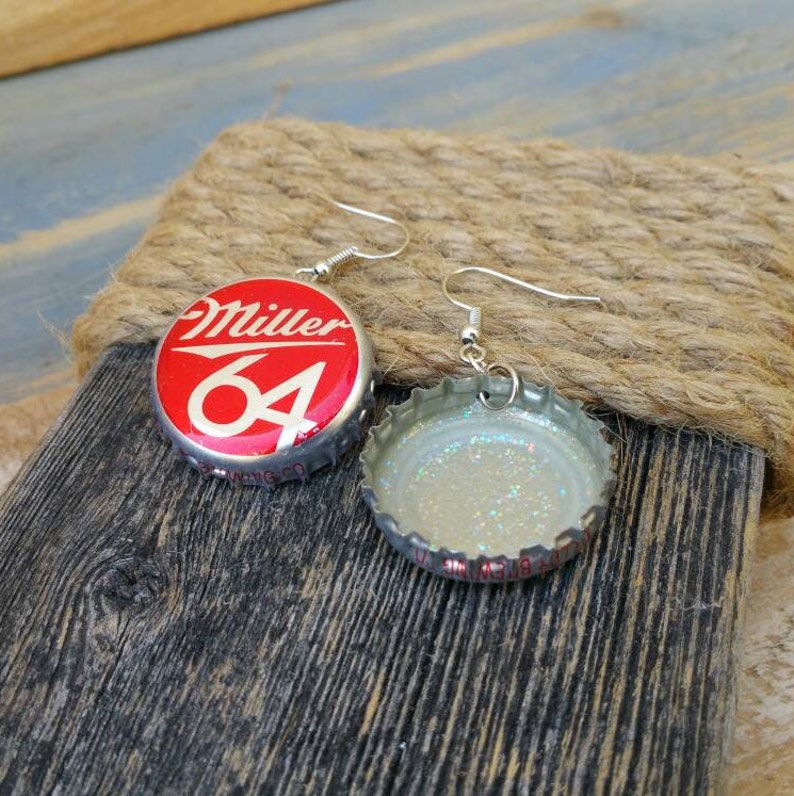 Miller 64 Beer Cap Earring Miller Lite Beer Cap Earrings Etsy