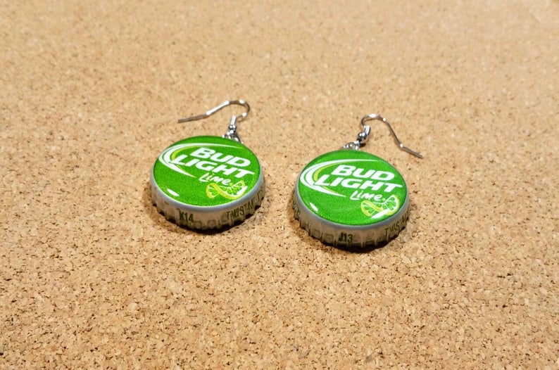 Bud light Lime Beer Cap Earring Beer Caps Bottle cap Etsy