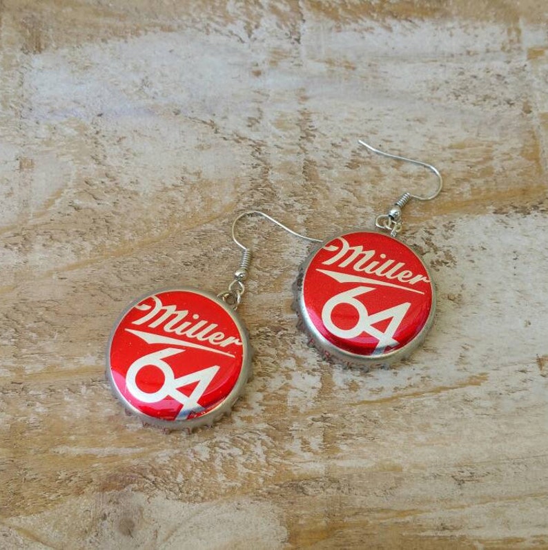 Miller 64 Beer Cap Earring Miller Lite Beer Cap Earrings Etsy