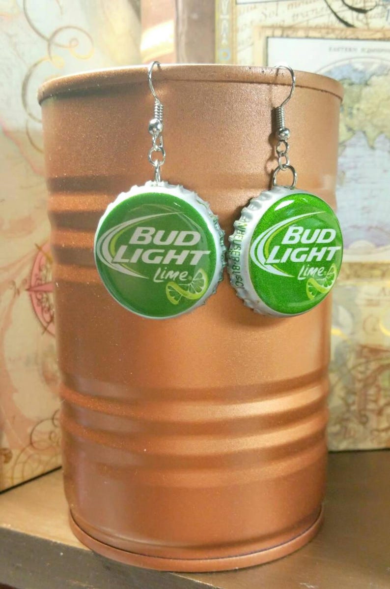 Bud light Lime Beer Cap Earring Beer Caps Bottle cap Etsy