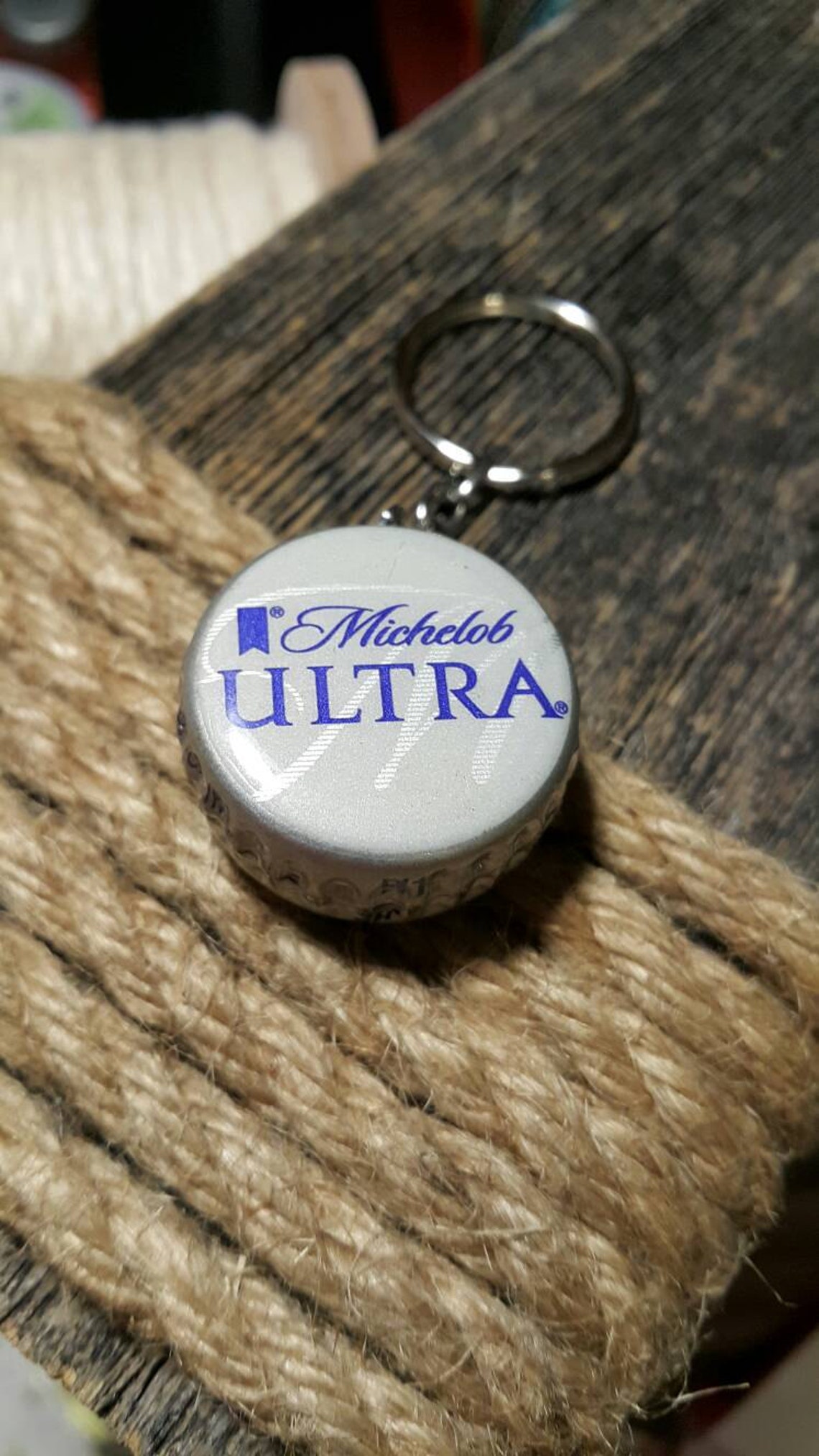 Michelob Ultra Beer Key Chain, Bottle Cap Key Chain, Beer Cap Fob
