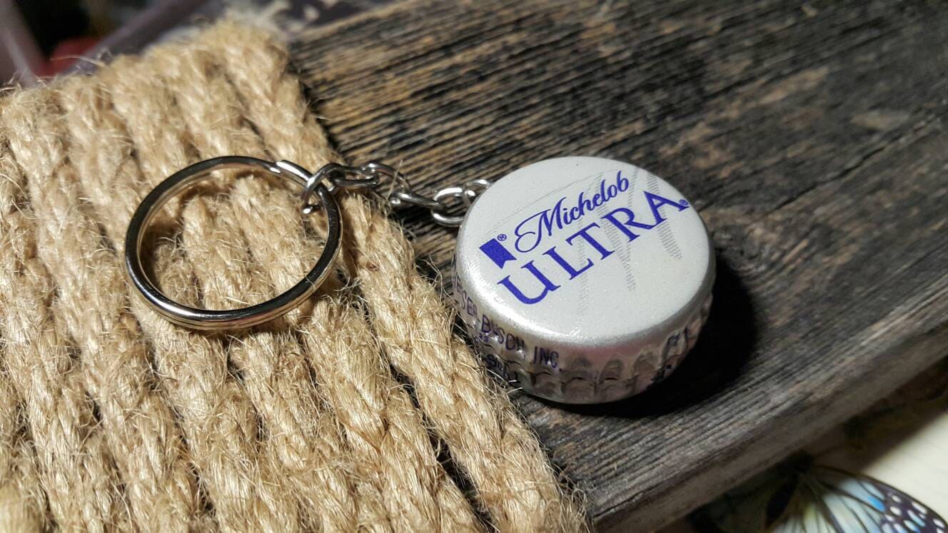 Michelob Ultra Beer Key Chain, Bottle Cap Key Chain, Beer Cap Fob ...