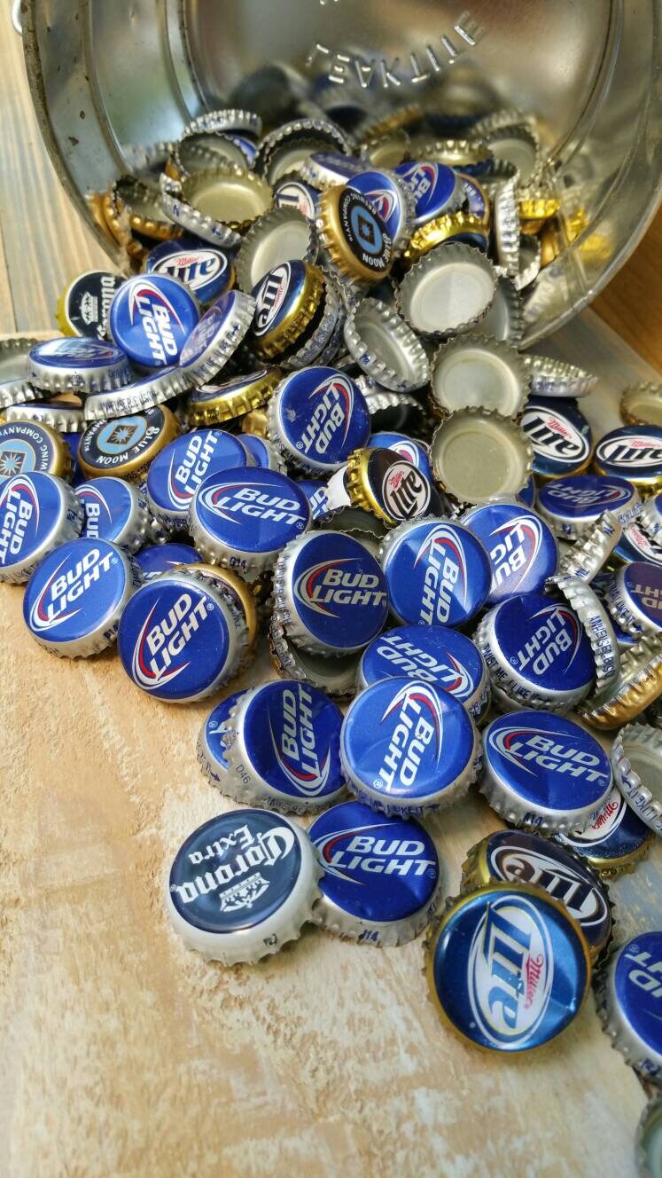 BLUE Beer Bottle Caps 1 Lb, Blue Bottle Caps, Dent and Bent, Recycled