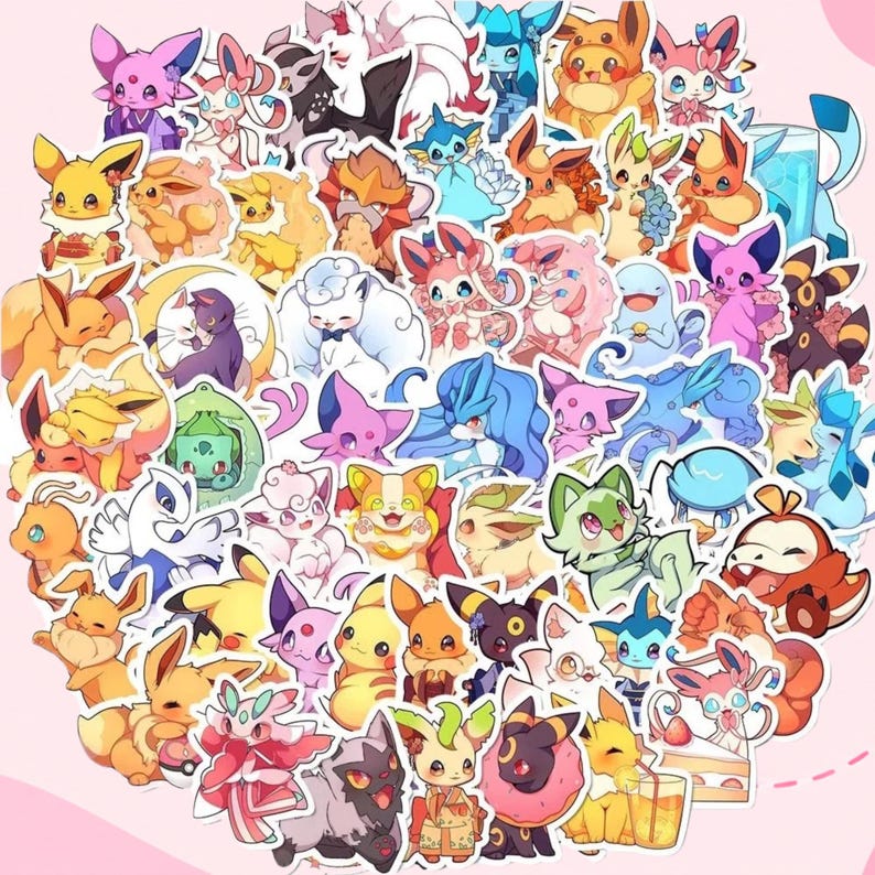 Anime Cartoon Stickers, Pokémon-inspired Decals for Laptops, Phones ...