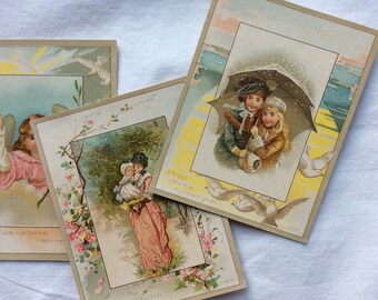 Antique Greeting Cards Set of Three