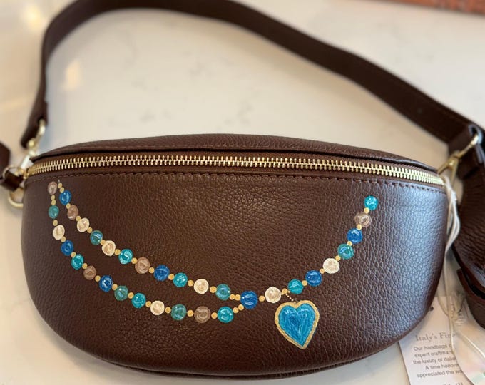 Turquoise Elegance.  A brand new 100% leather cross body in a beautiful chocolate brown.