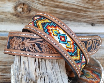 Western Leather Beaded Belt