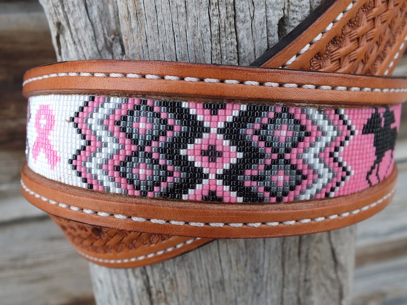 Western Leather Beaded Belt Etsy