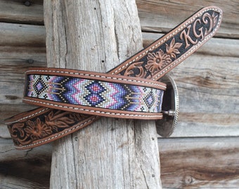 Western Leather Beaded Belt