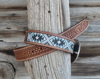 Western Leather Beaded Belt