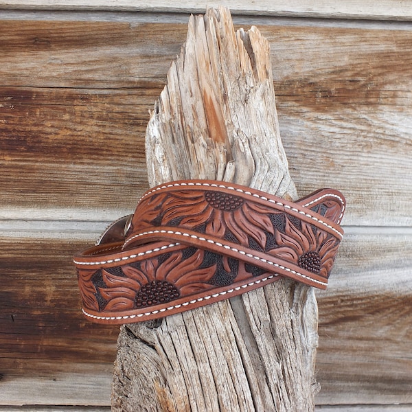Western Hand Tooled Leather Belts Etsy