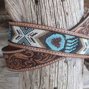 Western Leather Beaded Belt