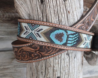 Western Leather Beaded Belt