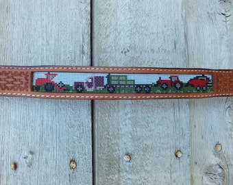 Western Leather Beaded Belt