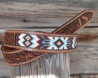 Western Leather Beaded Belt