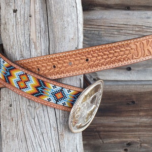 Western Leather Beaded Belt