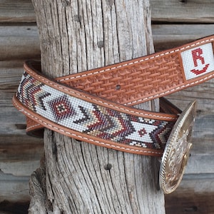 Western Leather Beaded Belt