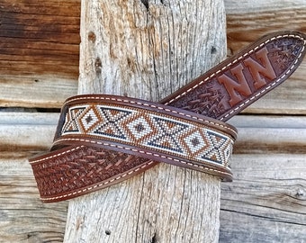 Western Leather Beaded Belt