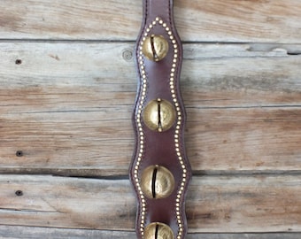 Mahogany Leather Sleigh Bell Door Strap