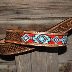 Western Leather Beaded Belt