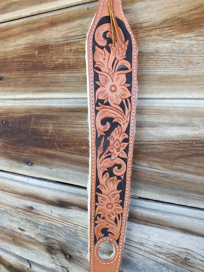 Leather Wool Tooled Gun Sling Etsy