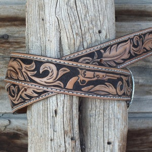 Western Hand Tooled Leather Belt