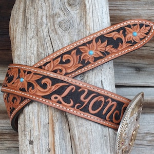 Western Hand Tooled Leather Belt