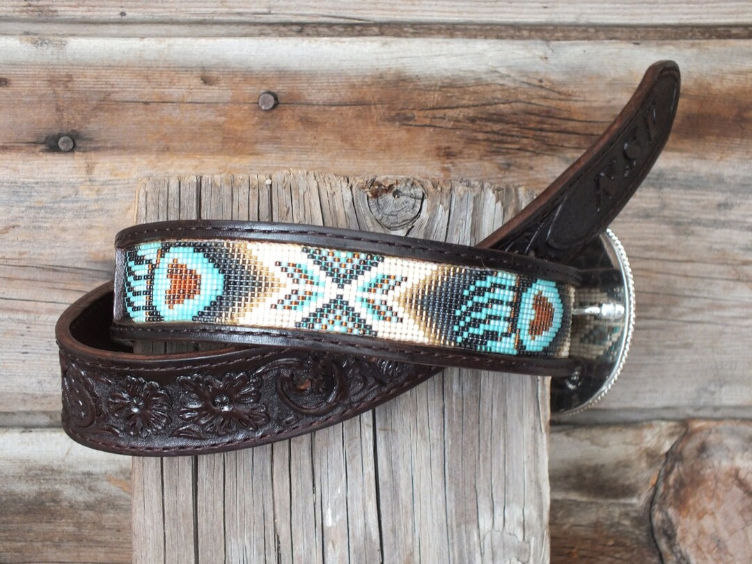 Buy Western Leather Inlay Beaded Belt Online in India