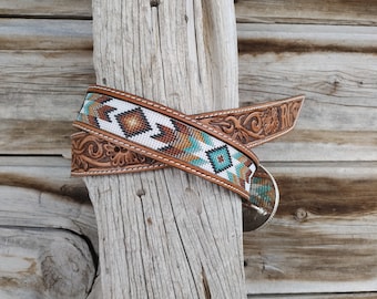 Leather Western Beaded Belt