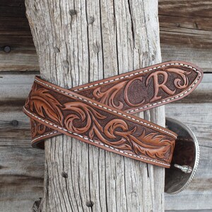 Western Leather Tooled Belt